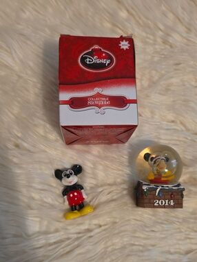 Disney Red, Black, Yellow Snowglobe with Mini Mickey Figure